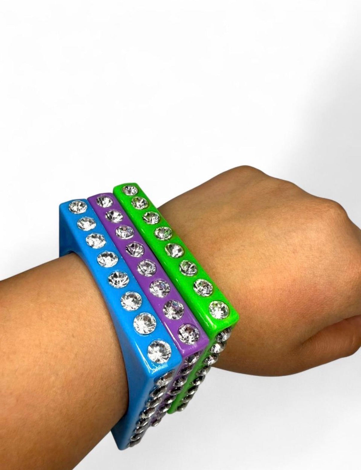 Y2K Square Clear/Solid Acrylic Rhinestone Bangles